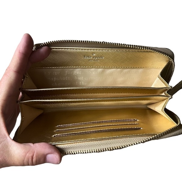 KATE SPADE Gold Metallic Cow Leather Zip Around Wallet -- it's GORGEOUS!!! - Picture 3 of 3